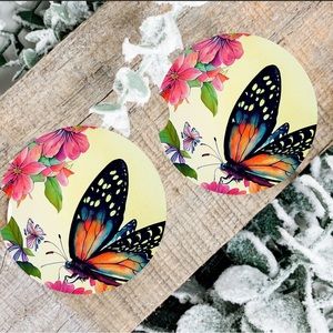 Handmade Butterfly Car Coasters | New Set Of Two Butterfly Car Coasters